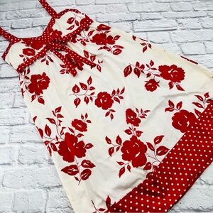 Lennie for Nina Leonard Red and White Size 6 Polka Dot Dress Spaghetti Strap